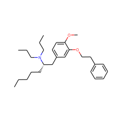 CCCCC[C@@H](Cc1ccc(OC)c(OCCc2ccccc2)c1)N(CCC)CCC ZINC000013801142