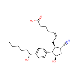 CCCCC[C@@H](O)c1ccc([C@@H]2[C@@H](C/C=C\CCCC(=O)O)[C@H](C#N)C[C@H]2O)cc1 ZINC000117061336