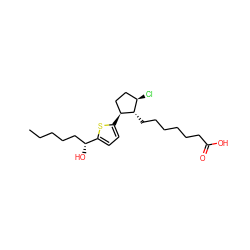 CCCCC[C@@H](O)c1ccc([C@H]2CC[C@@H](Cl)[C@@H]2CCCCCCC(=O)O)s1 ZINC001772641225