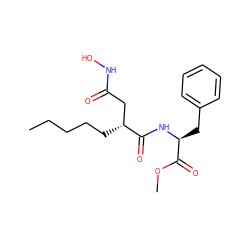 CCCCC[C@H](CC(=O)NO)C(=O)N[C@@H](Cc1ccccc1)C(=O)OC ZINC000040864641