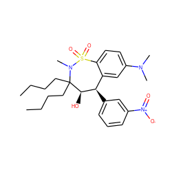 CCCCC1(CCCC)[C@H](O)[C@H](c2cccc([N+](=O)[O-])c2)c2cc(N(C)C)ccc2S(=O)(=O)N1C ZINC000013553980