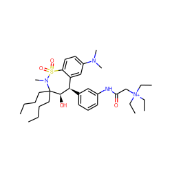 CCCCC1(CCCC)[C@H](O)[C@H](c2cccc(NC(=O)C[N+](CC)(CC)CC)c2)c2cc(N(C)C)ccc2S(=O)(=O)N1C ZINC000027200305