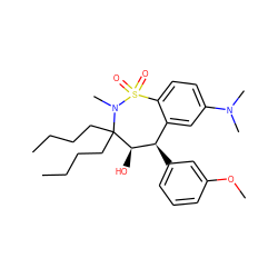 CCCCC1(CCCC)[C@H](O)[C@H](c2cccc(OC)c2)c2cc(N(C)C)ccc2S(=O)(=O)N1C ZINC000013553982