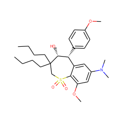 CCCCC1(CCCC)CS(=O)(=O)c2c(OC)cc(N(C)C)cc2[C@@H](c2ccc(OC)cc2)[C@H]1O ZINC000013673003