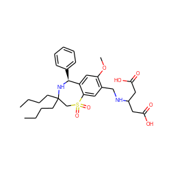 CCCCC1(CCCC)CS(=O)(=O)c2cc(CNC(CC(=O)O)CC(=O)O)c(OC)cc2[C@H](c2ccccc2)N1 ZINC000139523632