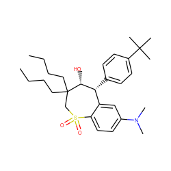 CCCCC1(CCCC)CS(=O)(=O)c2ccc(N(C)C)cc2[C@@H](c2ccc(C(C)(C)C)cc2)[C@H]1O ZINC000013673014