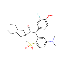 CCCCC1(CCCC)CS(=O)(=O)c2ccc(N(C)C)cc2[C@@H](c2ccc(OC)c(F)c2)[C@H]1O ZINC000013673040