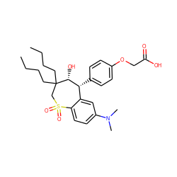 CCCCC1(CCCC)CS(=O)(=O)c2ccc(N(C)C)cc2[C@@H](c2ccc(OCC(=O)O)cc2)[C@H]1O ZINC000013673073