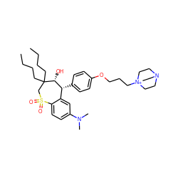 CCCCC1(CCCC)CS(=O)(=O)c2ccc(N(C)C)cc2[C@@H](c2ccc(OCCC[N+]34CCN(CC3)CC4)cc2)[C@H]1O ZINC000028525242