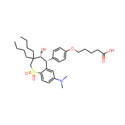 CCCCC1(CCCC)CS(=O)(=O)c2ccc(N(C)C)cc2[C@@H](c2ccc(OCCCCC(=O)O)cc2)[C@H]1O ZINC000028526557