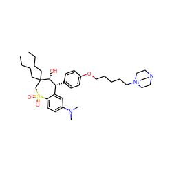 CCCCC1(CCCC)CS(=O)(=O)c2ccc(N(C)C)cc2[C@@H](c2ccc(OCCCCC[N+]34CCN(CC3)CC4)cc2)[C@H]1O ZINC000028526179