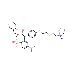 CCCCC1(CCCC)CS(=O)(=O)c2ccc(N(C)C)cc2[C@@H](c2ccc(OCCOCC[N+](CC)(CC)CC)cc2)[C@H]1O ZINC000028526038