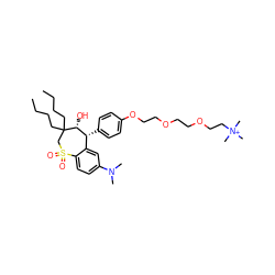 CCCCC1(CCCC)CS(=O)(=O)c2ccc(N(C)C)cc2[C@@H](c2ccc(OCCOCCOCC[N+](C)(C)C)cc2)[C@H]1O ZINC000028526527