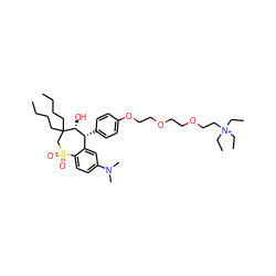 CCCCC1(CCCC)CS(=O)(=O)c2ccc(N(C)C)cc2[C@@H](c2ccc(OCCOCCOCC[N+](CC)(CC)CC)cc2)[C@H]1O ZINC000028525755