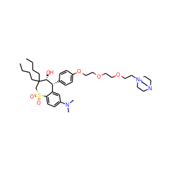 CCCCC1(CCCC)CS(=O)(=O)c2ccc(N(C)C)cc2[C@@H](c2ccc(OCCOCCOCC[N+]34CCN(CC3)CC4)cc2)[C@H]1O ZINC000028525241