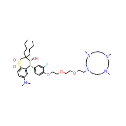 CCCCC1(CCCC)CS(=O)(=O)c2ccc(N(C)C)cc2[C@@H](c2ccc(OCCOCCOCCN3CCCN(C)CCN(C)CCCN(C)CC3)c(F)c2)[C@H]1O ZINC000096309537