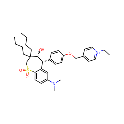 CCCCC1(CCCC)CS(=O)(=O)c2ccc(N(C)C)cc2[C@@H](c2ccc(OCc3cc[n+](CC)cc3)cc2)[C@H]1O ZINC000028525440