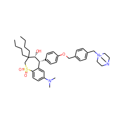 CCCCC1(CCCC)CS(=O)(=O)c2ccc(N(C)C)cc2[C@@H](c2ccc(OCc3ccc(C[N+]45CCN(CC4)CC5)cc3)cc2)[C@H]1O ZINC000003923919