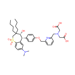 CCCCC1(CCCC)CS(=O)(=O)c2ccc(N(C)C)cc2[C@@H](c2ccc(OCc3cccc(CN(CC(=O)O)CC(=O)O)n3)cc2)[C@H]1O ZINC000003985314