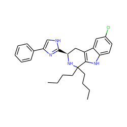 CCCCC1(CCCC)N[C@@H](c2nc(-c3ccccc3)c[nH]2)Cc2c1[nH]c1ccc(Cl)cc21 ZINC000013863927