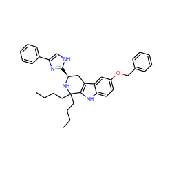 CCCCC1(CCCC)N[C@@H](c2nc(-c3ccccc3)c[nH]2)Cc2c1[nH]c1ccc(OCc3ccccc3)cc21 ZINC000013863925