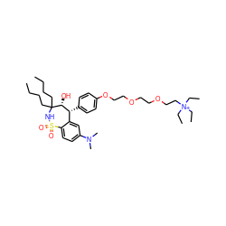 CCCCC1(CCCC)NS(=O)(=O)c2ccc(N(C)C)cc2[C@@H](c2ccc(OCCOCCOCC[N+](CC)(CC)CC)cc2)[C@H]1O ZINC000027196679