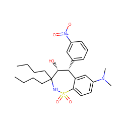 CCCCC1(CCCC)NS(=O)(=O)c2ccc(N(C)C)cc2[C@@H](c2cccc([N+](=O)[O-])c2)[C@H]1O ZINC000013553986