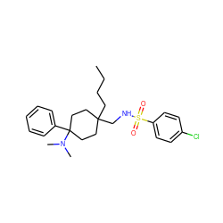 CCCCC1(CNS(=O)(=O)c2ccc(Cl)cc2)CCC(c2ccccc2)(N(C)C)CC1 ZINC000146938963