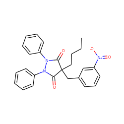 CCCCC1(Cc2cccc([N+](=O)[O-])c2)C(=O)N(c2ccccc2)N(c2ccccc2)C1=O ZINC000002194449