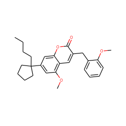 CCCCC1(c2cc(OC)c3cc(Cc4ccccc4OC)c(=O)oc3c2)CCCC1 ZINC000095579077