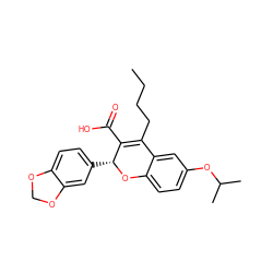 CCCCC1=C(C(=O)O)[C@@H](c2ccc3c(c2)OCO3)Oc2ccc(OC(C)C)cc21 ZINC000013473451