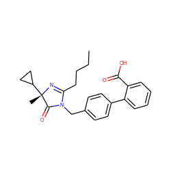 CCCCC1=N[C@@](C)(C2CC2)C(=O)N1Cc1ccc(-c2ccccc2C(=O)O)cc1 ZINC000029412510