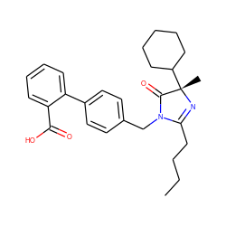 CCCCC1=N[C@@](C)(C2CCCCC2)C(=O)N1Cc1ccc(-c2ccccc2C(=O)O)cc1 ZINC000029411635