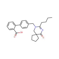 CCCCC1=NC(=O)C2(CCCC2)CN1Cc1ccc(-c2ccccc2C(=O)O)cc1 ZINC000029391106