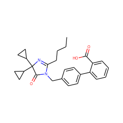 CCCCC1=NC(C2CC2)(C2CC2)C(=O)N1Cc1ccc(-c2ccccc2C(=O)O)cc1 ZINC000013833560