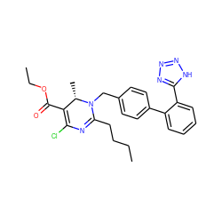 CCCCC1=NC(Cl)=C(C(=O)OCC)[C@H](C)N1Cc1ccc(-c2ccccc2-c2nnn[nH]2)cc1 ZINC000001533776