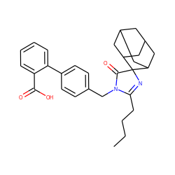 CCCCC1=NC2(C(=O)N1Cc1ccc(-c3ccccc3C(=O)O)cc1)C1CC3CC(C1)CC2C3 ZINC000013833570