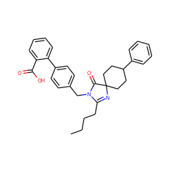 CCCCC1=NC2(CCC(c3ccccc3)CC2)C(=O)N1Cc1ccc(-c2ccccc2C(=O)O)cc1 ZINC000013833575