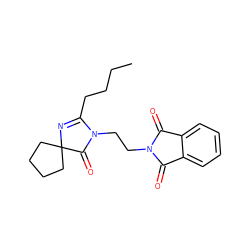 CCCCC1=NC2(CCCC2)C(=O)N1CCN1C(=O)c2ccccc2C1=O ZINC000028867657