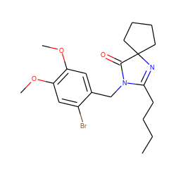 CCCCC1=NC2(CCCC2)C(=O)N1Cc1cc(OC)c(OC)cc1Br ZINC000028867641