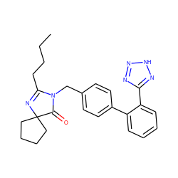 CCCCC1=NC2(CCCC2)C(=O)N1Cc1ccc(-c2ccccc2-c2nn[nH]n2)cc1 ZINC000003872931