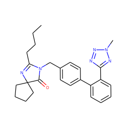 CCCCC1=NC2(CCCC2)C(=O)N1Cc1ccc(-c2ccccc2-c2nnn(C)n2)cc1 ZINC000013833595