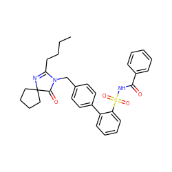 CCCCC1=NC2(CCCC2)C(=O)N1Cc1ccc(-c2ccccc2S(=O)(=O)NC(=O)c2ccccc2)cc1 ZINC000001535492