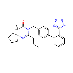 CCCCC1=NC2(CCCC2)C(C)(C)C(=O)N1Cc1ccc(-c2ccccc2-c2nnn[nH]2)cc1 ZINC000029346757