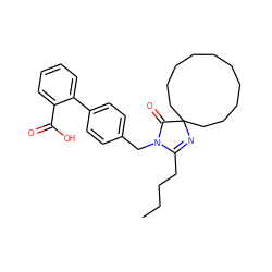 CCCCC1=NC2(CCCCCCCCCC2)C(=O)N1Cc1ccc(-c2ccccc2C(=O)O)cc1 ZINC000027079694