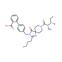 CCCCC1=NC2(CCN(C(=O)[C@@H](N)[C@@H](C)CC)CC2)C(=O)N1Cc1ccc(-c2ccccc2C(=O)O)cc1 ZINC000026995728