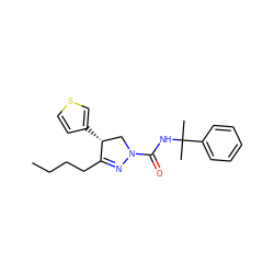 CCCCC1=NN(C(=O)NC(C)(C)c2ccccc2)C[C@H]1c1ccsc1 ZINC000058592463