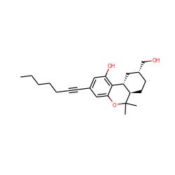 CCCCCC#Cc1cc(O)c2c(c1)OC(C)(C)[C@@H]1CC[C@@H](CO)C[C@@H]21 ZINC000013758800