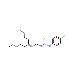 CCCCCC(=CCNC(=O)Nc1ccc(Cl)cc1)CCCCC ZINC000013451917