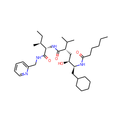 CCCCCC(=O)N[C@@H](CC1CCCCC1)[C@@H](O)C[C@H](C(=O)N[C@H](C(=O)NCc1ccccn1)[C@@H](C)CC)C(C)C ZINC000027902991